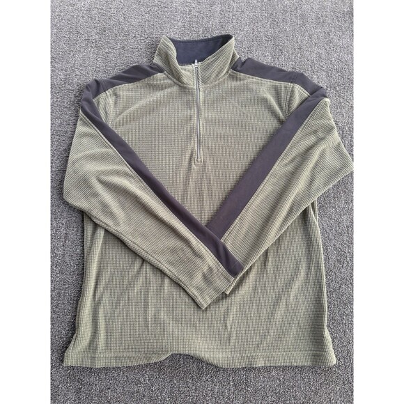 L.L. Bean Other - L.L. Bean Men’s Quarter Zip Pullover Fleece Medium‎ Olive Green Grid Fleece